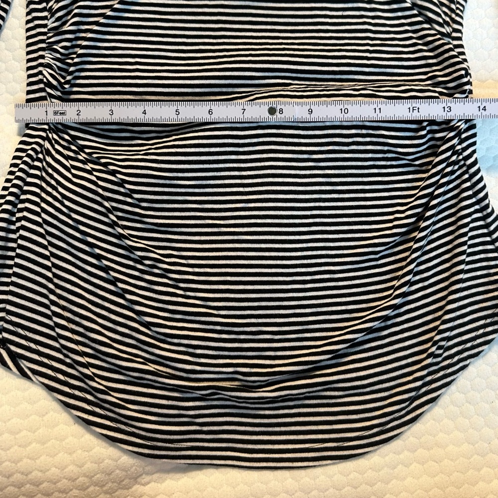 Clearance White House Black Market Black and White Striped Fitted Ruched Blouse - Picture 6 of 9